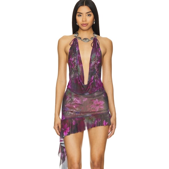 Jaded London Sheer Glitter Backless Dress - Picture 2 of 13